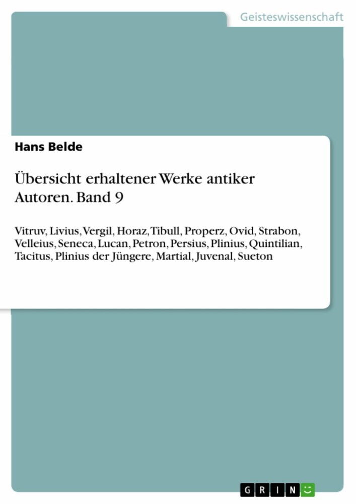 Übersicht erhaltener Werke antiker Autoren. Band 9 main product photo