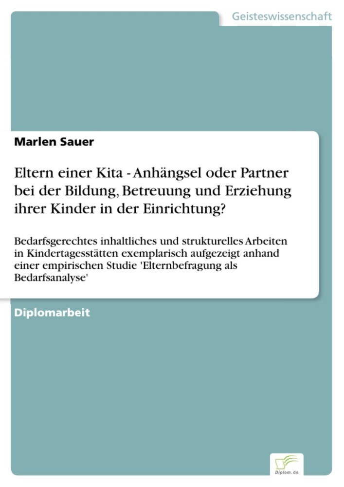 Eltern einer Kita - Anhängsel oder Partner bei der Bildung, Betreuung und Erziehung ihrer Kinder in der Einrichtung? main product photo