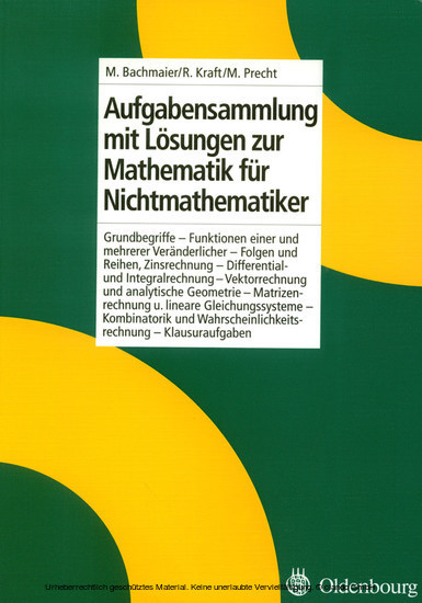 Aufgabensammlung mit Lösungen zur Mathematik für Nichtmathematiker main product photo