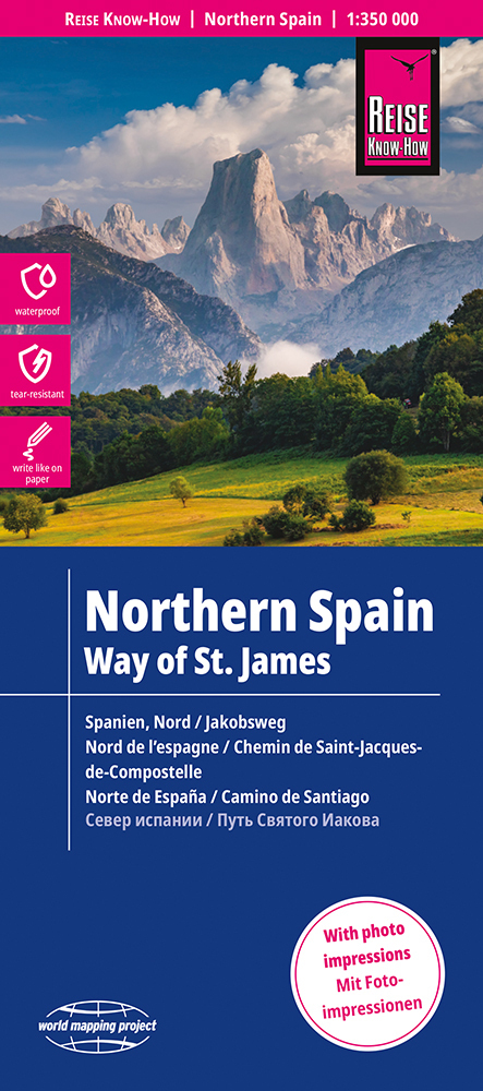 Reise Know-How Landkarte Spanien Nord mit Jakobsweg / Northern Spain and Way of St. James (1:350.000). Northern Spain. Espagne, Nord; Espana norte main product photo