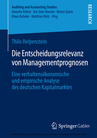 Die Entscheidungsrelevanz von Managementprognosen main product photo