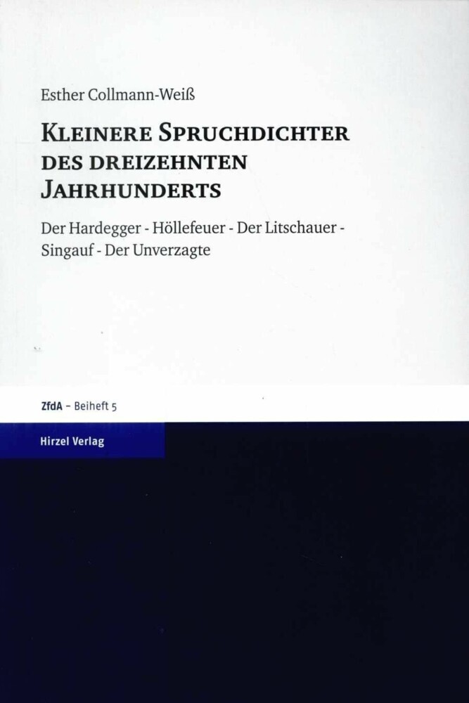Kleinere Spruchdichter des dreizehnten Jahrhunderts main product photo