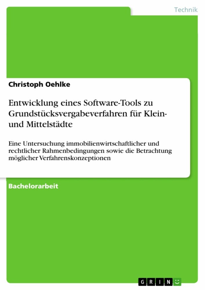 Entwicklung eines Software-Tools zu Grundstücksvergabeverfahren für Klein- und Mittelstädte main product photo
