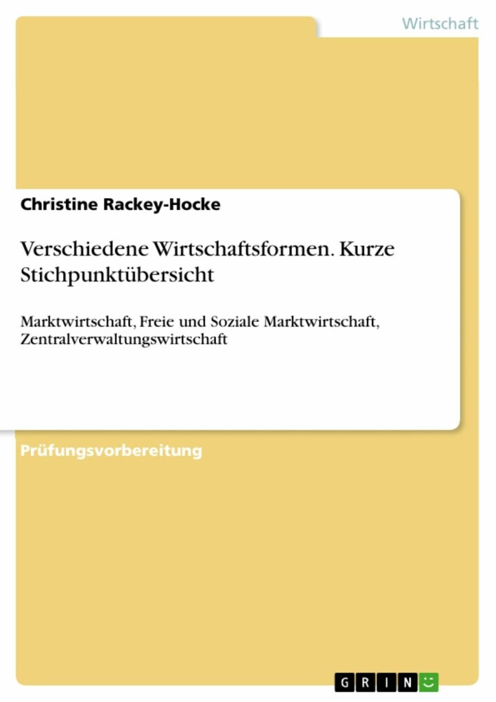 Verschiedene Wirtschaftsformen. Kurze Stichpunktübersicht main product photo