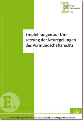 Empfehlungen zur Umsetzung der Neuregelungen des Vormundschaftsrechts
