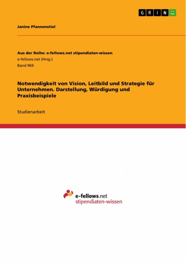 Notwendigkeit von Vision, Leitbild und Strategie für Unternehmen. Darstellung, Würdigung und Praxisbeispiele main product photo