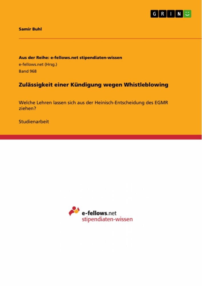 Zulässigkeit einer Kündigung wegen Whistleblowing main product photo