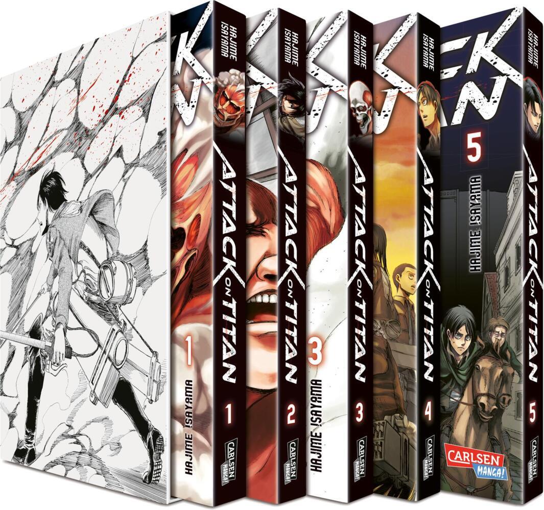Attack on Titan, Bände 1-5 im Sammelschuber mit Extra. Bd.1-5 main product photo