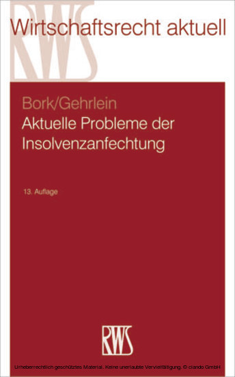 Aktuelle Probleme der Insolvenzanfechtung main product photo