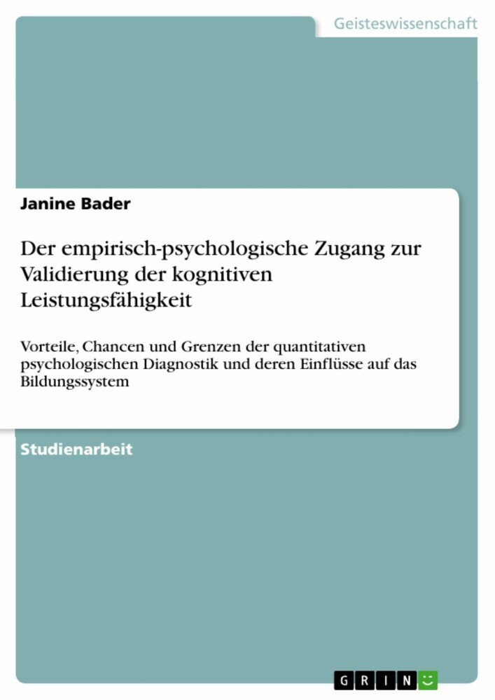 Der empirisch-psychologische Zugang zur Validierung der kognitiven Leistungsfähigkeit main product photo