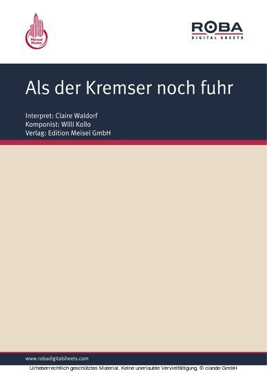 Als der Kremser noch fuhr main product photo