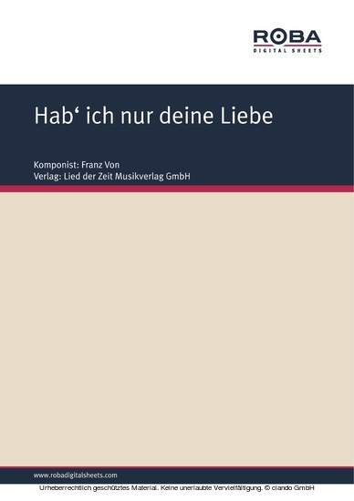 Hab' ich nur deine Liebe main product photo