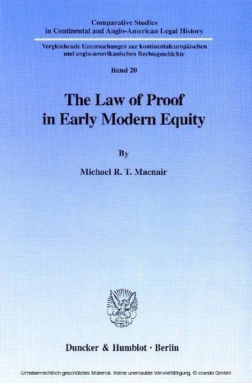 The Law of Proof in Early Modern Equity. main product photo