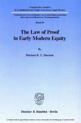 The Law of Proof in Early Modern Equity.