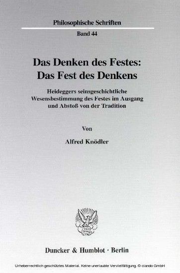 Das Denken des Festes: Das Fest des Denkens. main product photo