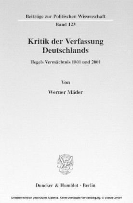 Kritik der Verfassung Deutschlands.