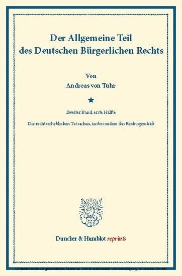 Der Allgemeine Teil des Deutschen Bürgerlichen Rechts. main product photo