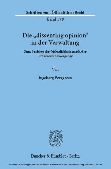 Die "dissenting opinion" in der Verwaltung. main product photo