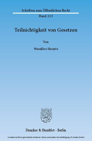 Teilnichtigkeit von Gesetzen. main product photo