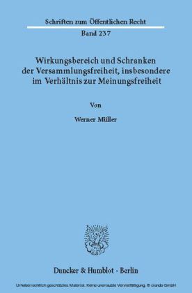 Wirkungsbereich und Schranken der Versammlungsfreiheit, insbesondere im Verhältnis zur Meinungsfreiheit.