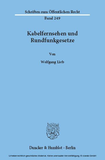 Kabelfernsehen und Rundfunkgesetze. main product photo
