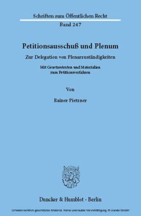 Petitionsausschuß und Plenum.