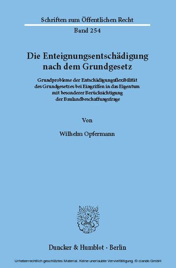 Die Enteignungsentschädigung nach dem Grundgesetz. main product photo