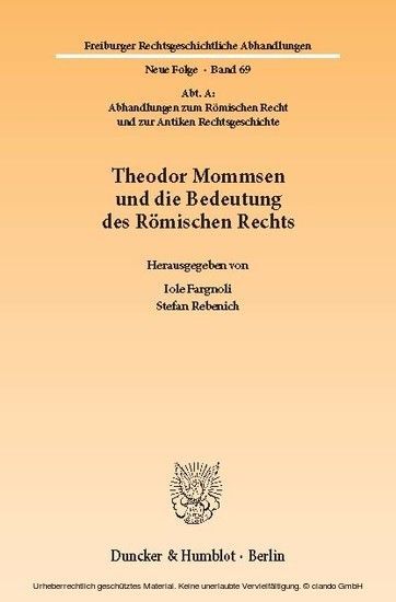 Theodor Mommsen und die Bedeutung des Römischen Rechts. main product photo