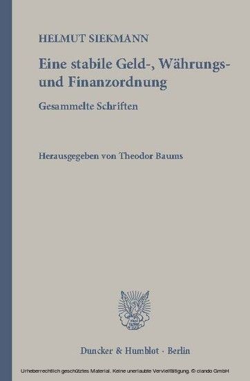 Eine stabile Geld-, Währungs- und Finanzordnung. main product photo