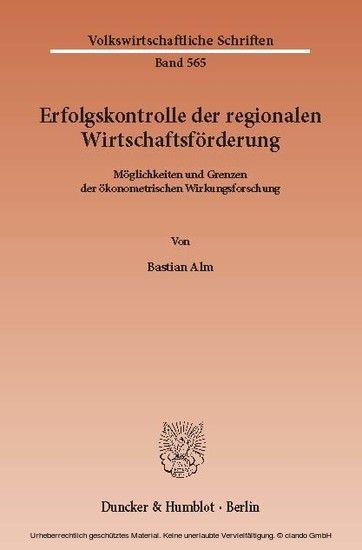 Erfolgskontrolle der regionalen Wirtschaftsförderung. main product photo