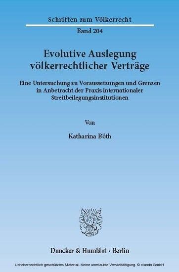Evolutive Auslegung völkerrechtlicher Verträge. main product photo