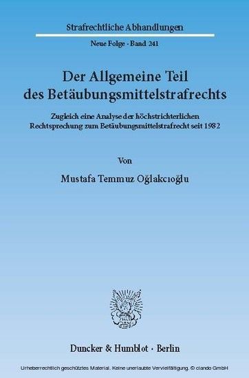 Der Allgemeine Teil des Betäubungsmittelstrafrechts. main product photo