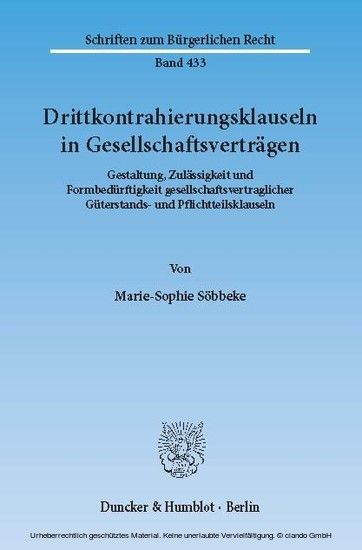 Drittkontrahierungsklauseln in Gesellschaftsverträgen. main product photo