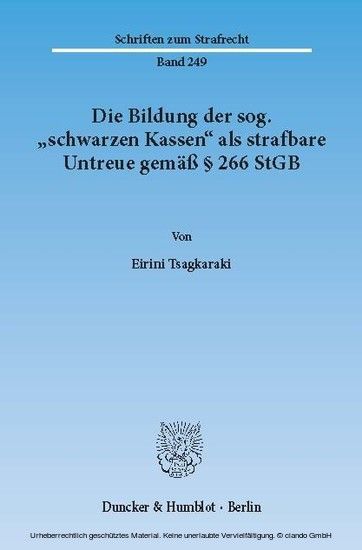 Die Bildung der sog. "schwarzen Kassen" als strafbare Untreue gemäß 266 StGB. main product photo