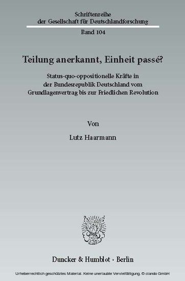 Teilung anerkannt, Einheit passé? main product photo