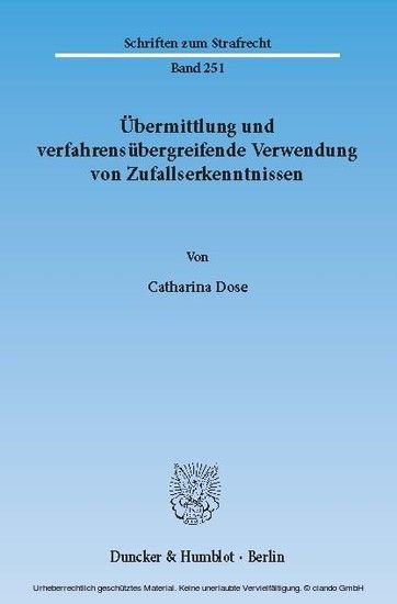 Übermittlung und verfahrensübergreifende Verwendung von Zufallserkenntnissen. main product photo