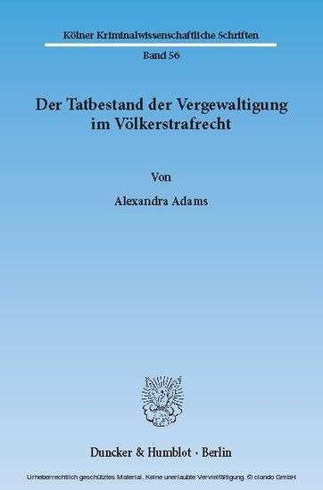 Der Tatbestand der Vergewaltigung im Völkerstrafrecht. main product photo