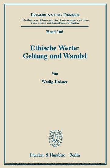 Ethische Werte: Geltung und Wandel. main product photo