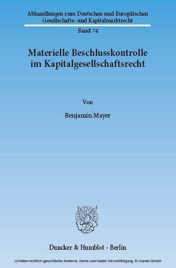 Materielle Beschlusskontrolle im Kapitalgesellschaftsrecht. main product photo