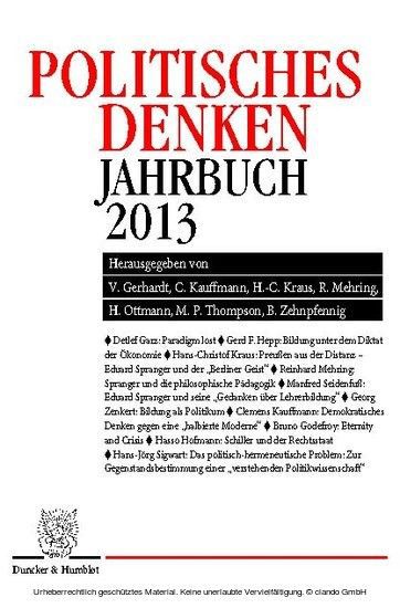 Politisches Denken. Jahrbuch 2013. main product photo