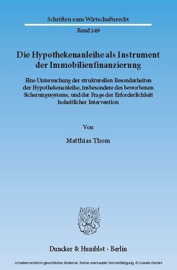 Die Hypothekenanleihe als Instrument der Immobilienfinanzierung. main product photo