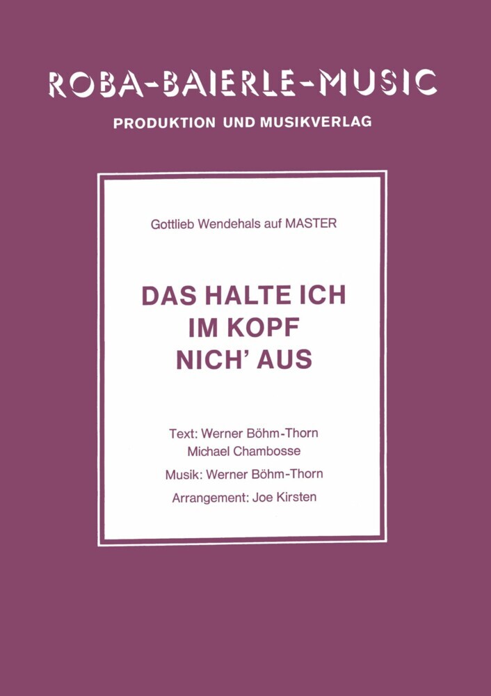 Das halte ich im Kopf nich' aus main product photo