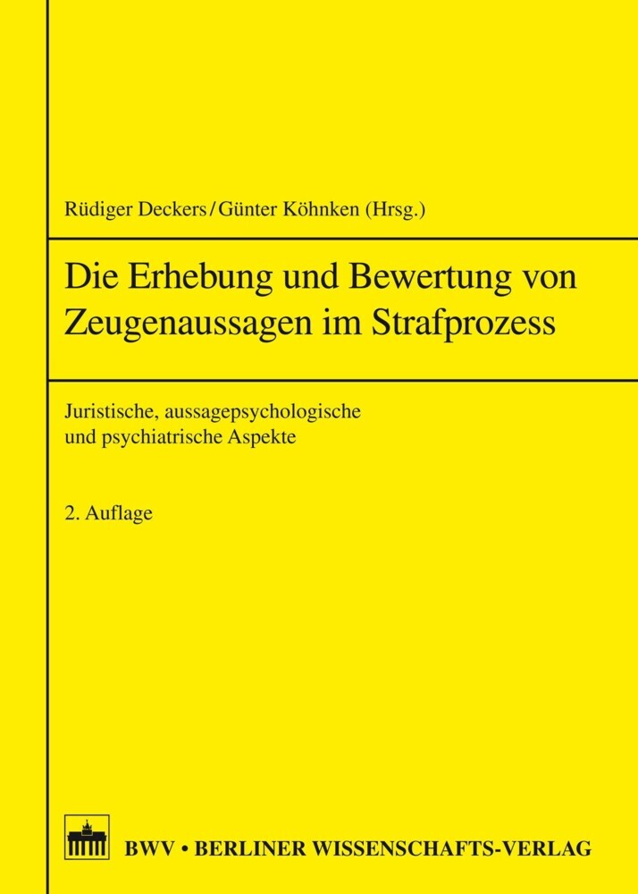 Die Erhebung von Zeugenaussagen im Strafprozess main product photo