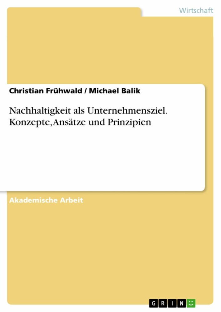 Nachhaltigkeit als Unternehmensziel. Konzepte, Ansätze und Prinzipien main product photo