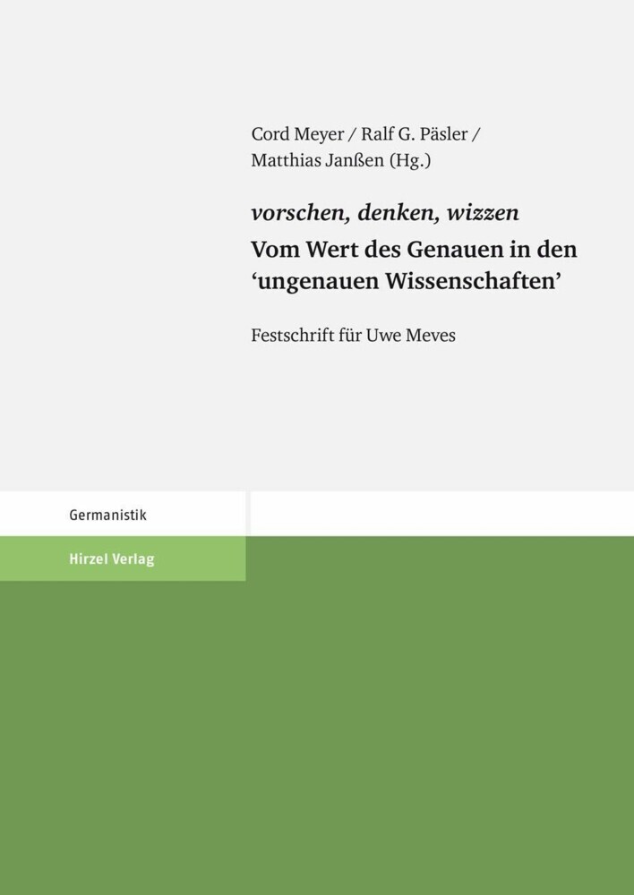 vorschen, denken, wizzen. Vom Wert des Genauen in den 'ungenauen Wissenschaften' main product photo