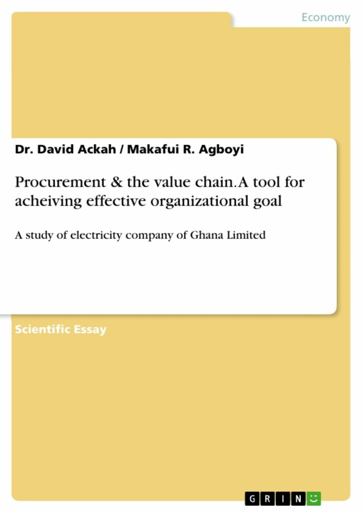 Procurement & the value chain. A tool for acheiving effective organizational goal main product photo