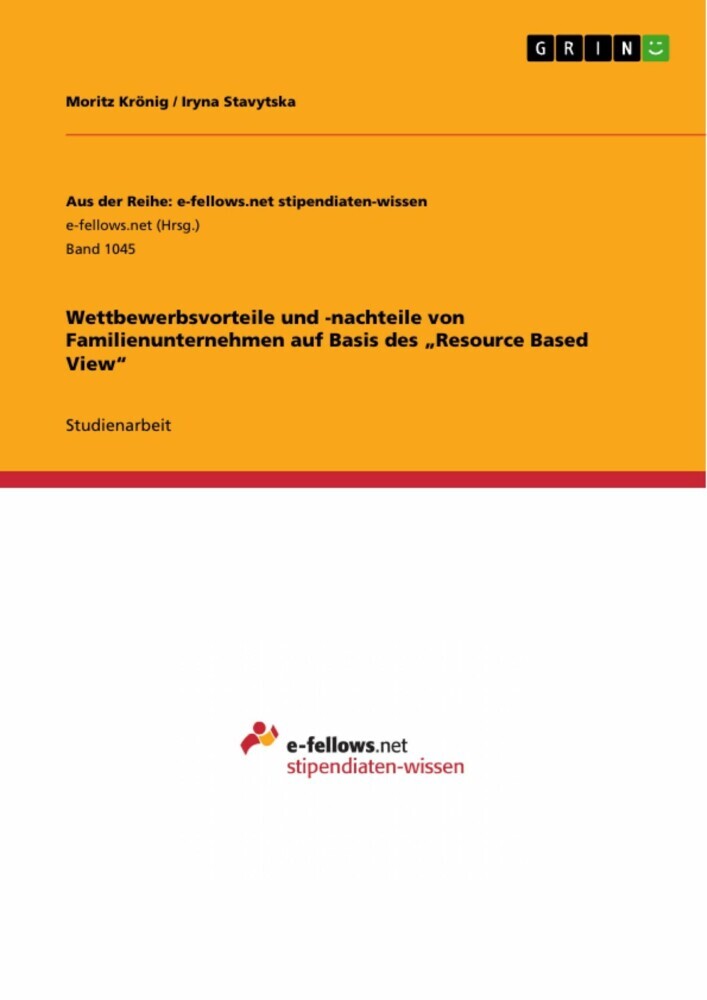 Wettbewerbsvorteile und -nachteile von Familienunternehmen auf Basis des 'Resource Based View' main product photo