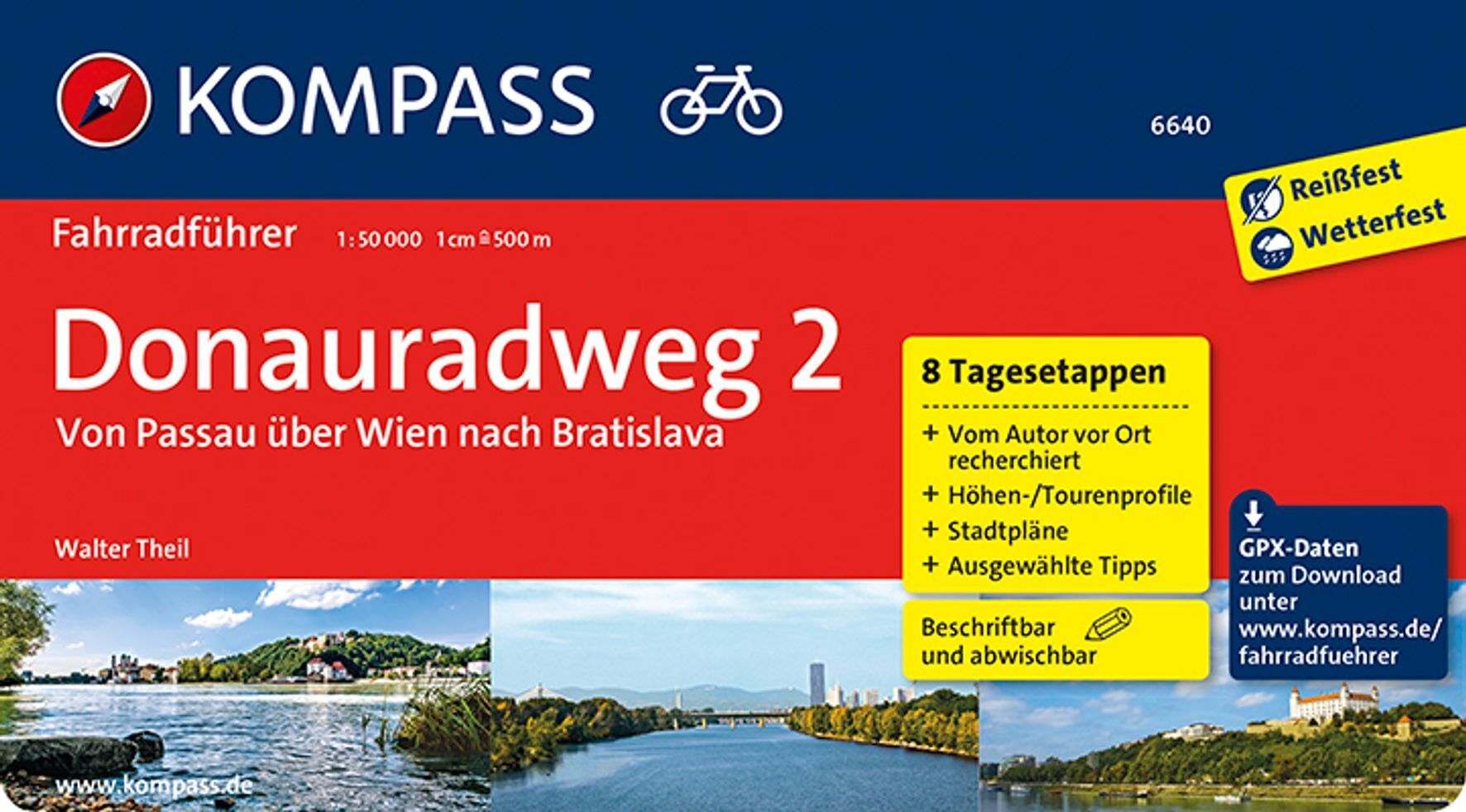 KOMPASS Fahrradführer Donauradweg 2, Von Passau über Wien nach Bratislava. Bd.2 main product photo