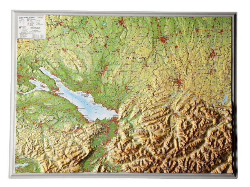 Region Allgäu, Bodensee, Reliefkarte, Klein main product photo