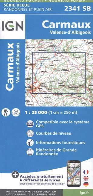 IGN Karte, Serie Bleue Carmaux, Valence-d'Albigeois main product photo